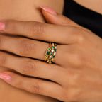 Emerald & Diamond Stacking Ring Set
