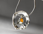Red Robin bird necklace. Sterling silver and enamel. Nature inspired unique necklace for her.