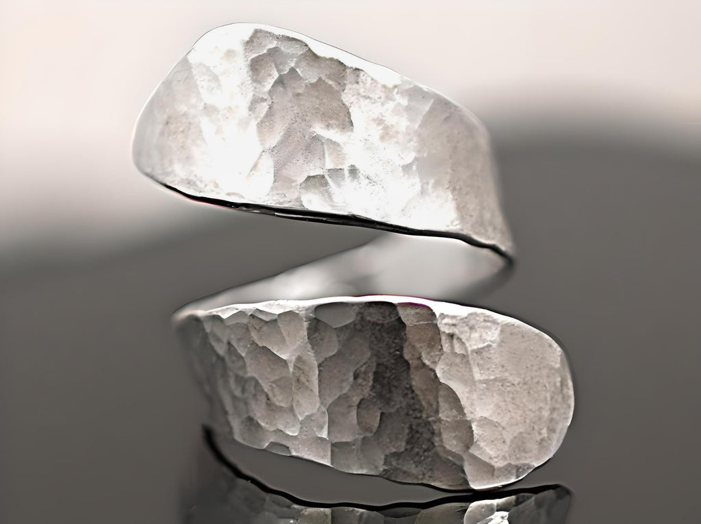 Simple sterling Silver Hammered Twisted Ring. Modern, minimalist jewelry for her.