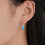 Sterling Silver Enamel Bluebell Flower Drop Hook Earrings