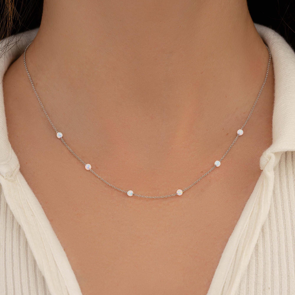 Dainty White Opal Necklace