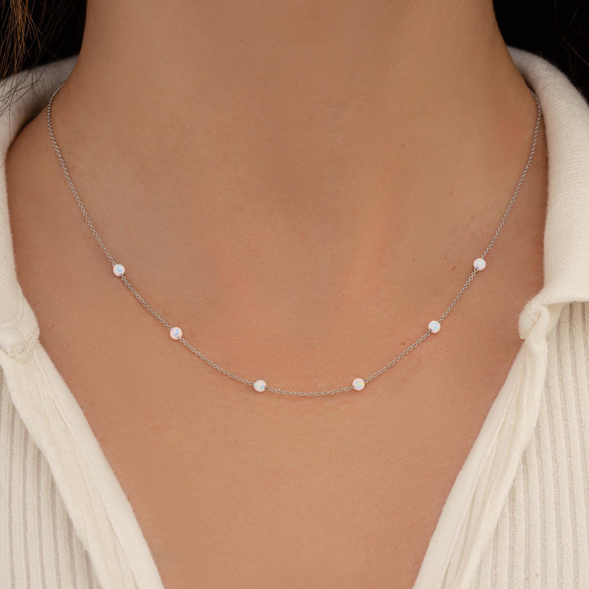 Dainty White Opal Necklace