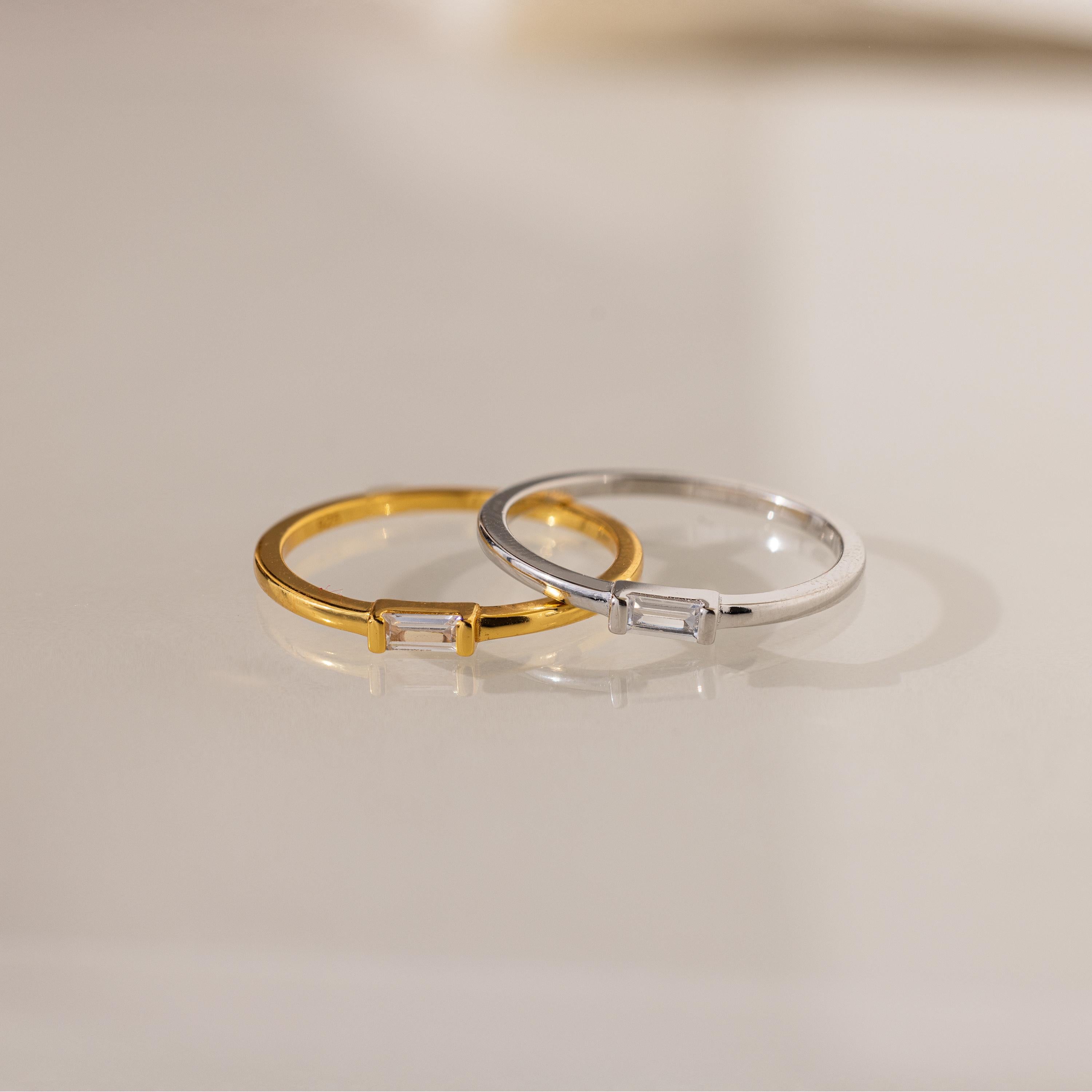 Dainty Baguette Diamond Ring • Gold Wedding Band • Minimalist Eternity Ring • Perfect Stacking Rings • Anniversary Gifts for Women • RR038