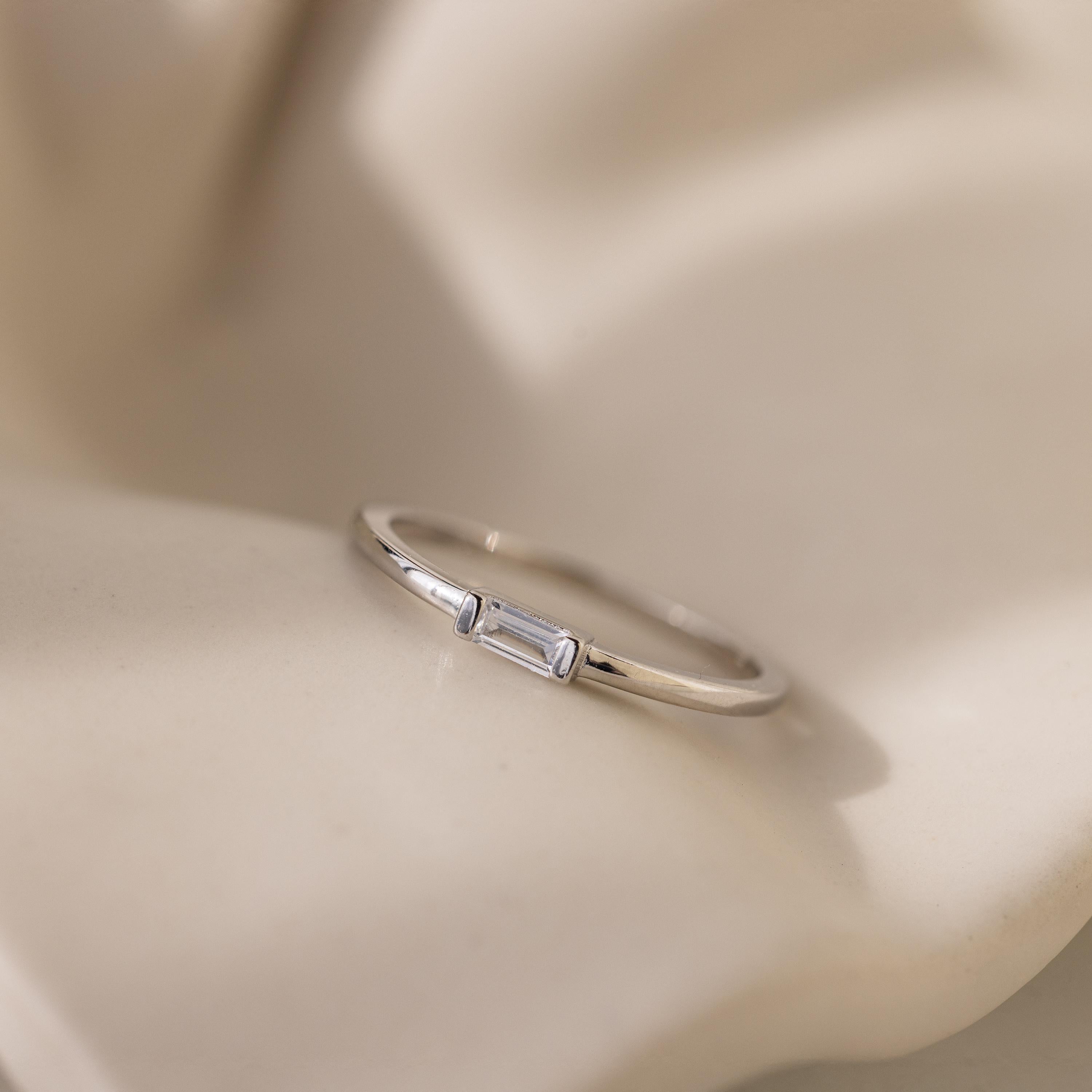 Dainty Baguette Diamond Ring • Gold Wedding Band • Minimalist Eternity Ring • Perfect Stacking Rings • Anniversary Gifts for Women • RR038