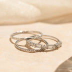 Diamond Ring Set by Caitlyn Minimalist • Set of 3 Dainty Crystal Gemstone Stacking Rings • Silver Bridal Jewelry • Bridesmaid Gift • RR109