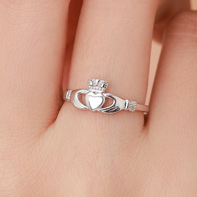 Sterling Silver Claddagh Ring, Traditional Irish Ring US 5
