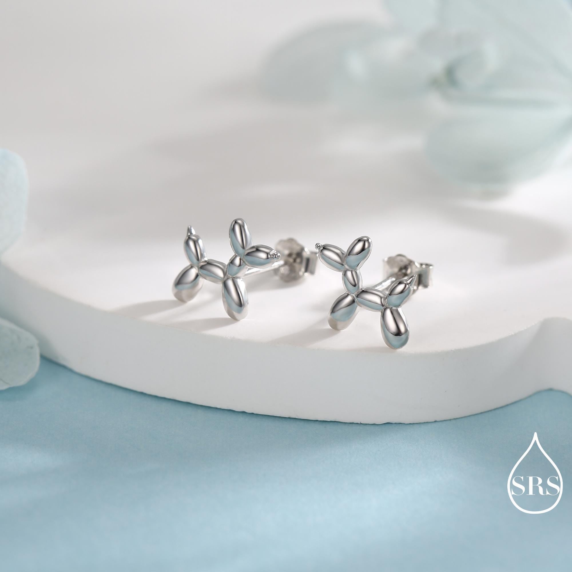 Balloon Dog Stud Earrings in Sterling Silver