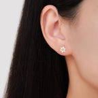 Sterling Silver Daffodil Flower Jewellery, Pretty and Cute Blossom Flower Stud Earrings , Sand Blasted Finish with Partial 18ct Gold Plating