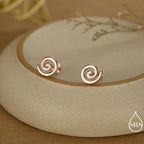 Koru Circle Spiral 16G Internally Threaded Flat Back Earrings in Sterling Silver