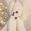 Something Blue Ring 925 Sterling Silver Adjustable Gold Plated, Dainty Gift for Her, Free Size Floral Jewelry