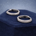 Pair of Minimalist Two-Way Huggie Hoop Earrings in Sterling Silver with Sparkling CZ Crystals, Two Sizes Available, Simple Hoop Earrings