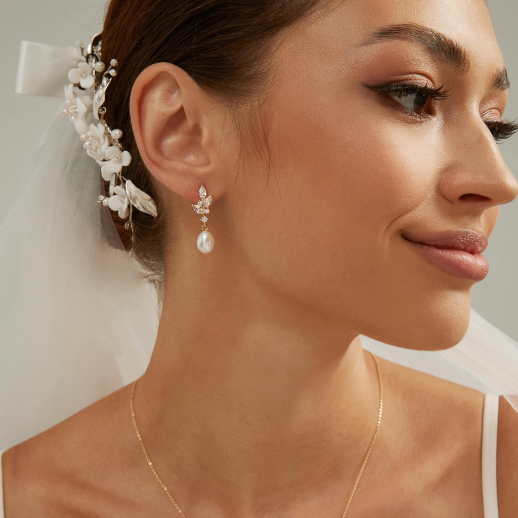 Pearl Diamond Drop Earrings