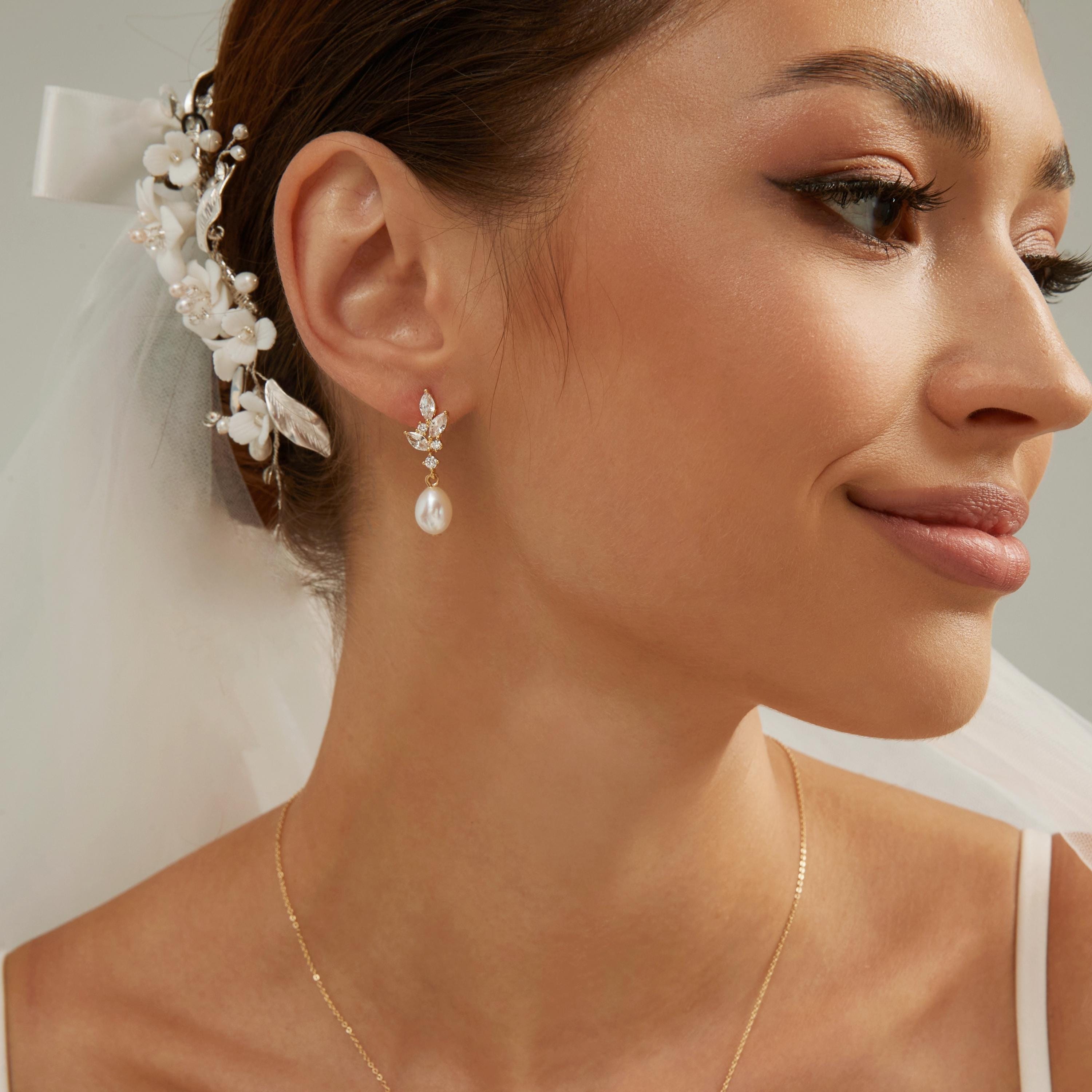 Pearl Diamond Drop Earrings