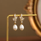 Pearl Diamond Drop Earrings
