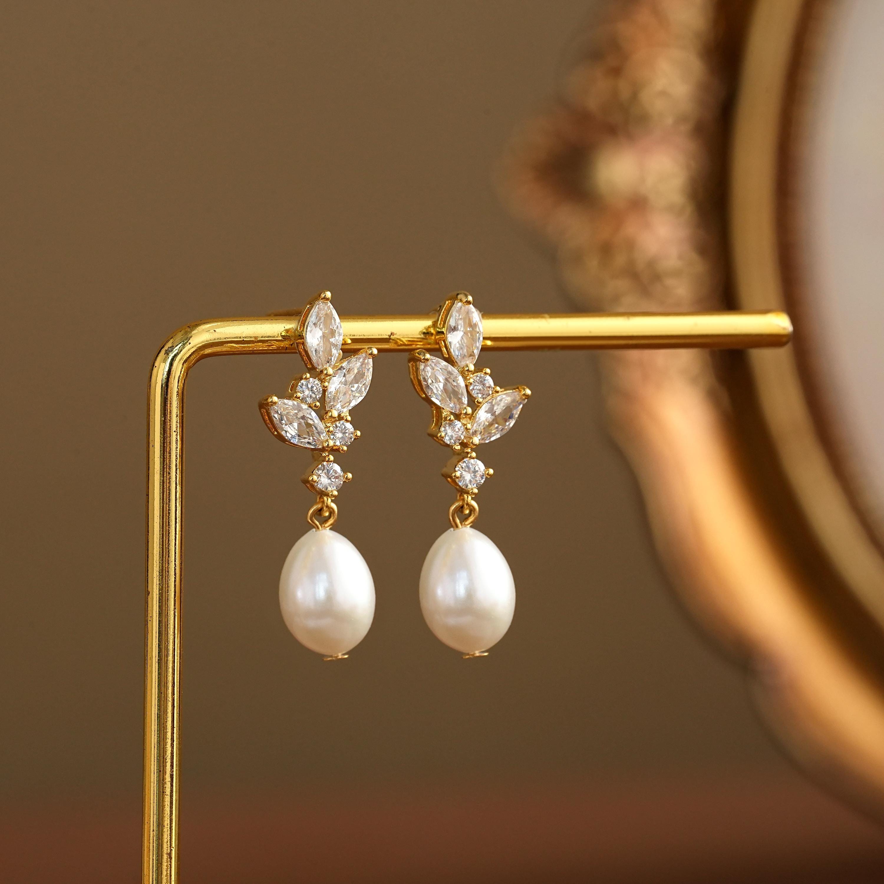 Pearl Diamond Drop Earrings