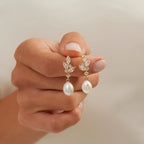 Pearl Diamond Drop Earrings