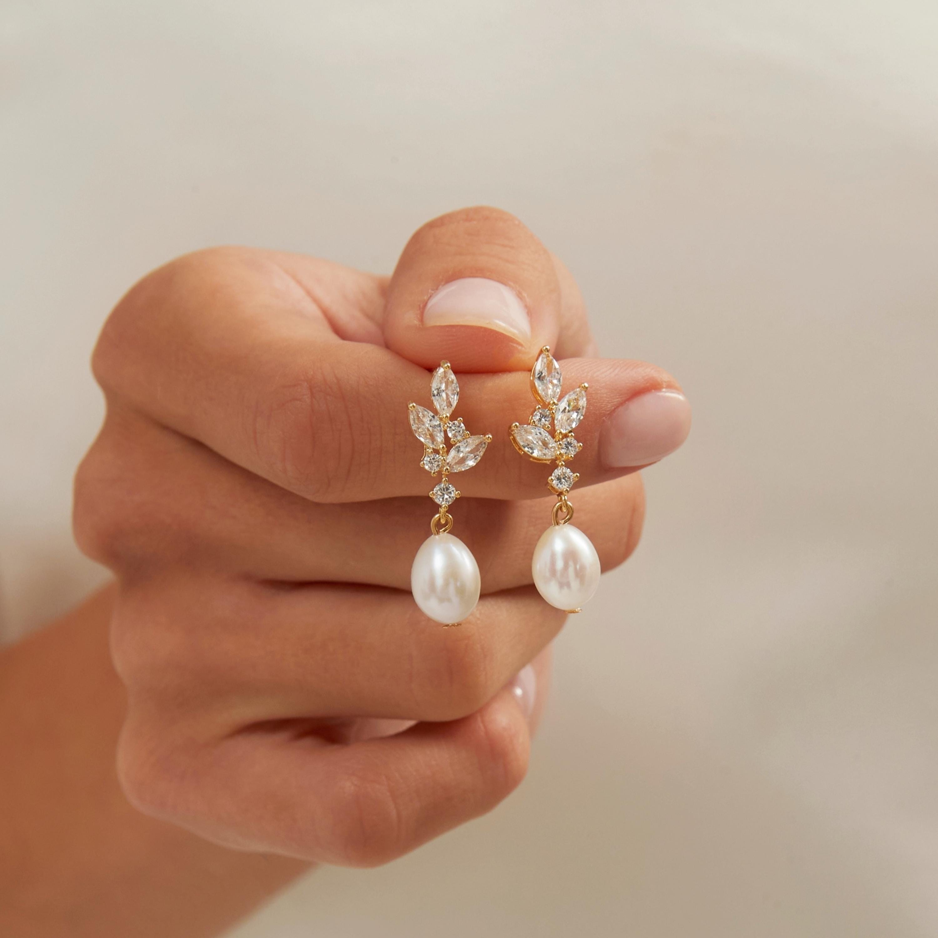 Pearl Diamond Drop Earrings