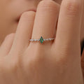 Vintage Inspired Emerald Green CZ Ring in Sterling Silver, Marquise Ring, Delicate Emerald Ring, Size US 5