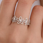 Forget-me-not Flower Infinity Ring in Sterling Silver, Flower Ring, Floral Ring, US 5-8