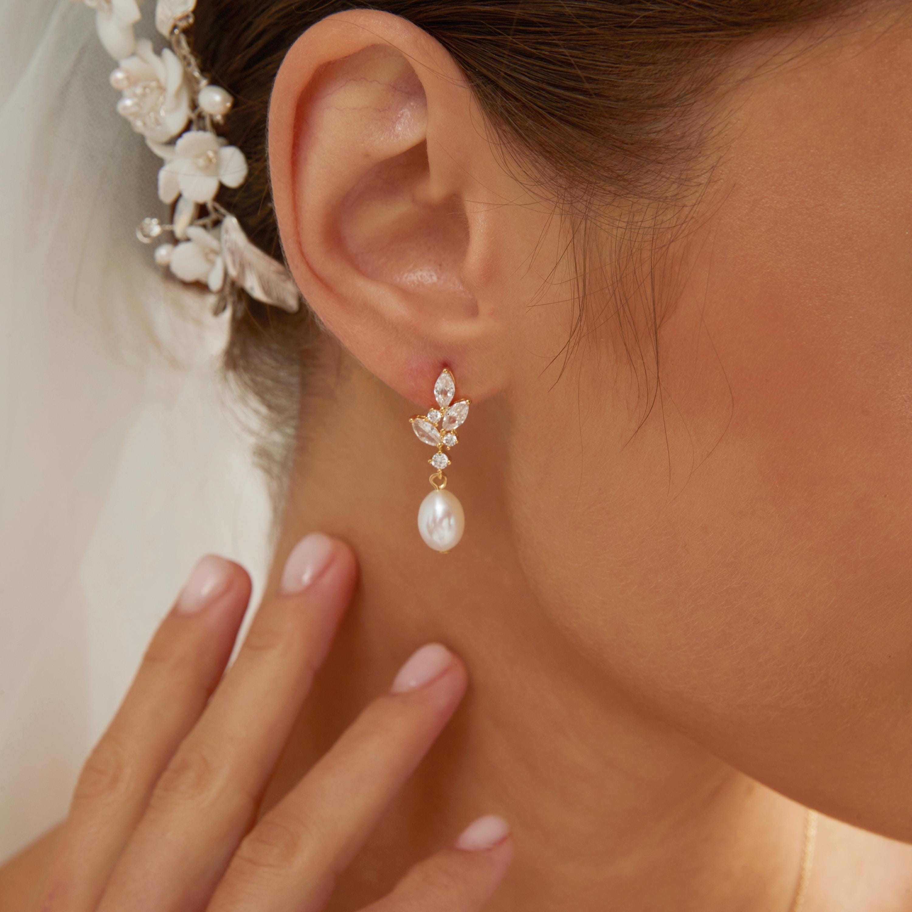 Pearl Diamond Drop Earrings