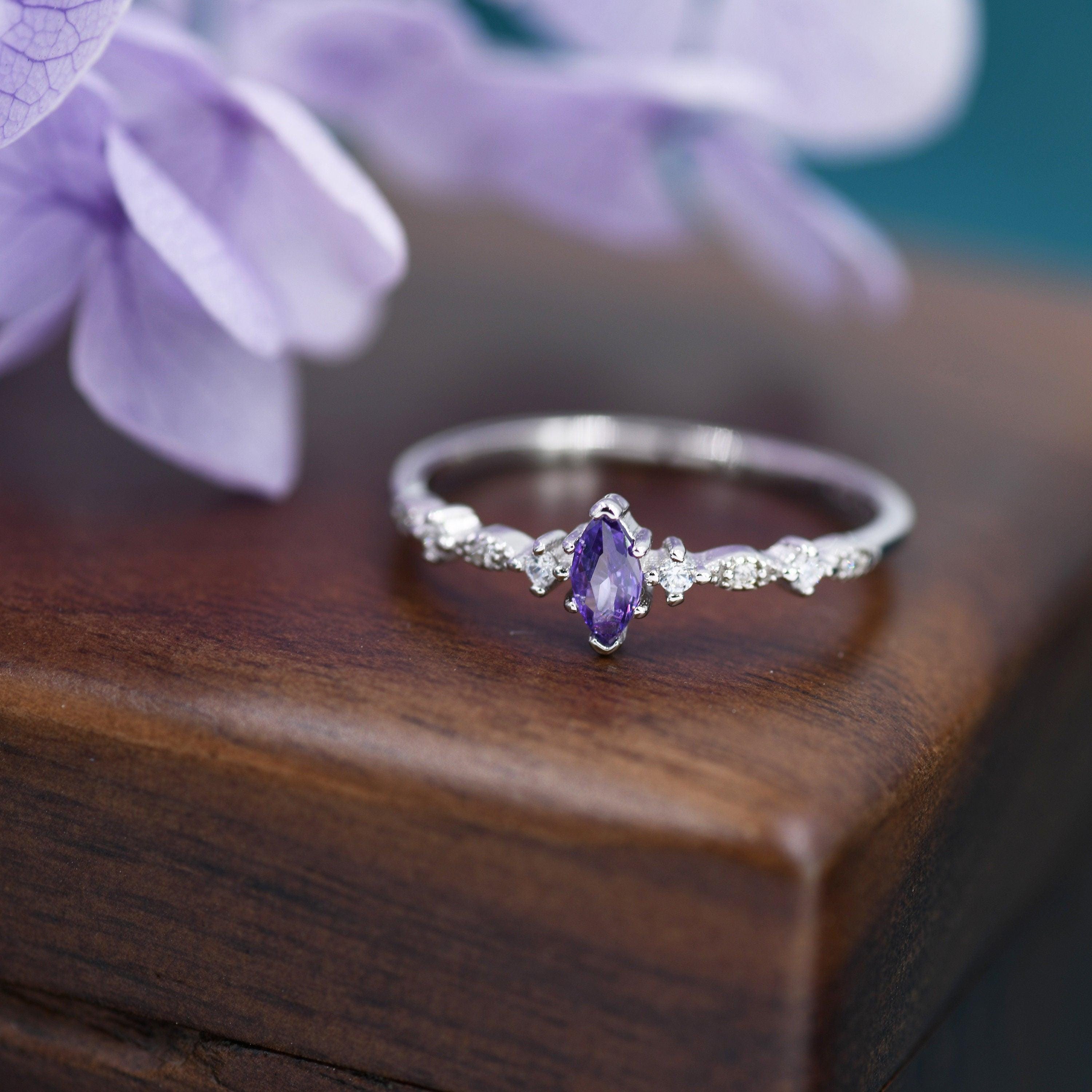 Vintage Amethyst CZ Marquise Ring