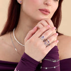 Vintage Inspired Amethyst Purple CZ Ring in Sterling Silver, Marquise Ring, Delicate Amethyst Ring, Size US 5