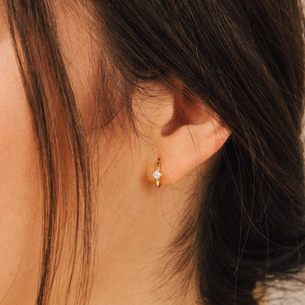 Diamond Huggie Hoop Earrings