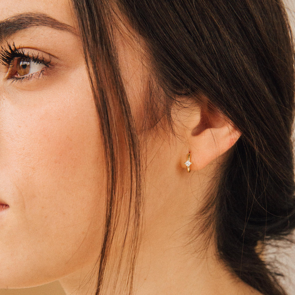 Diamond Huggie Hoop Earrings