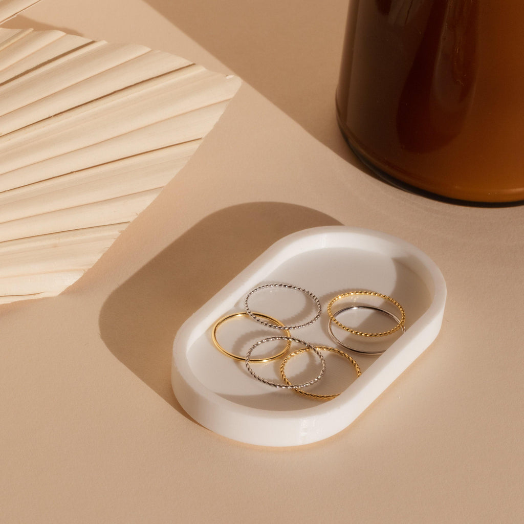 Stacking Ring Set • Ultra Thin Stacking Rings • Twist Ring, Dainty Beaded Ring, Midi Ring •  Minimalist Mixed Ring Set • RR051
