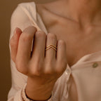 Curved Diamond Chevron Stacking Rings