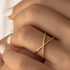 Pave Criss Cross Diamond Ring
