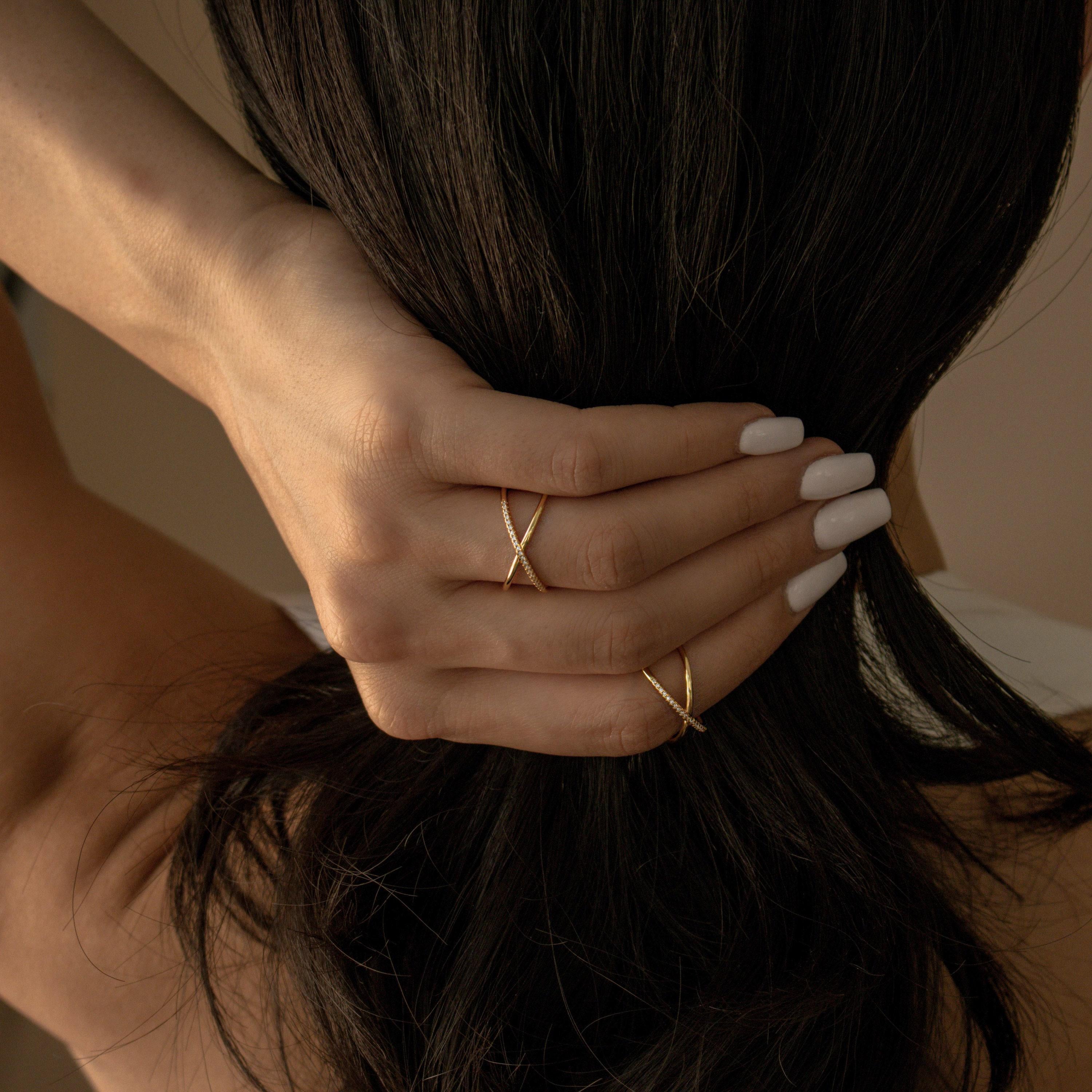 Pave Criss Cross Diamond Ring