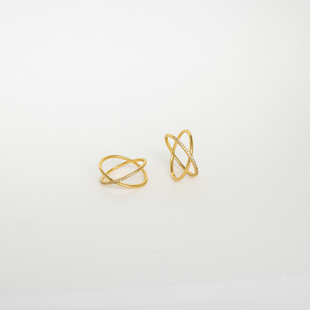 Pave Criss Cross Diamond Ring