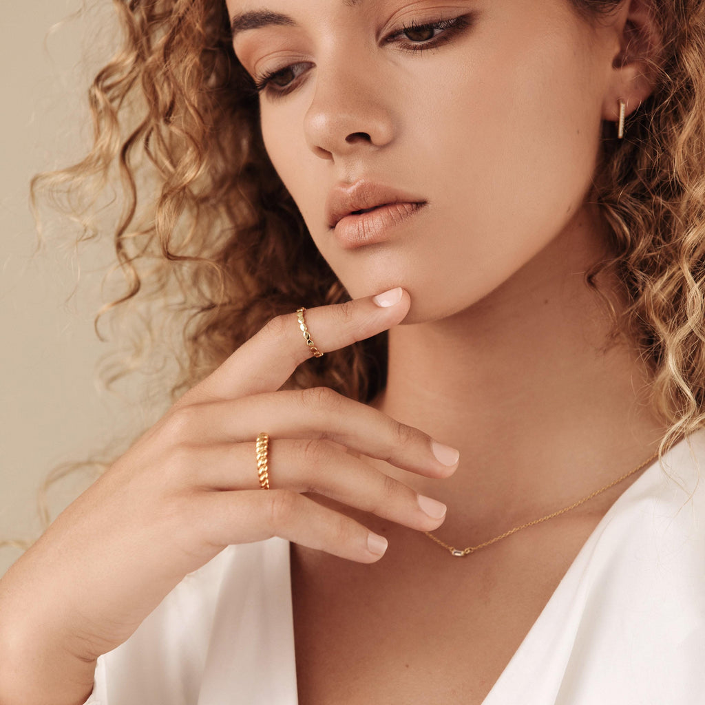 Beaded Gold Stacking Ring