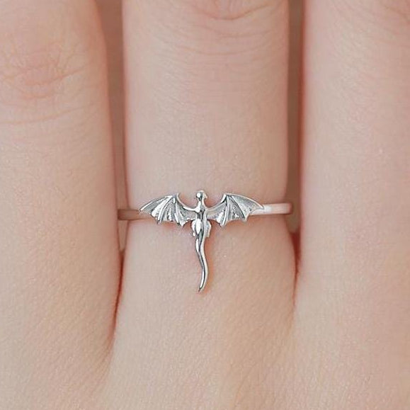 Sterling Silver Dragon Dainty Ring