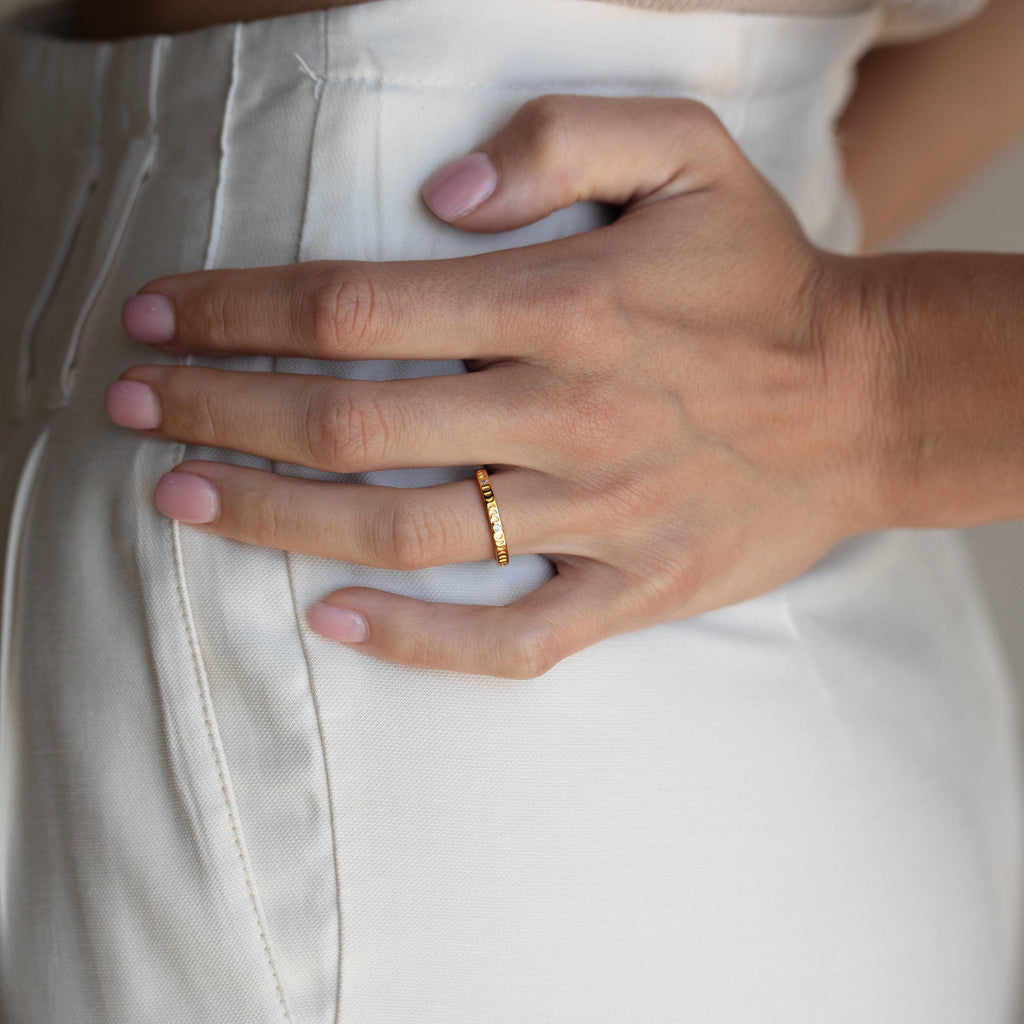 Phases of the Moon Ring by Caitlyn Minimalist • Celestial Diamond Ring • Dainty Stackable Boho Ring • Unique Jewelry Gift for Her • RR068