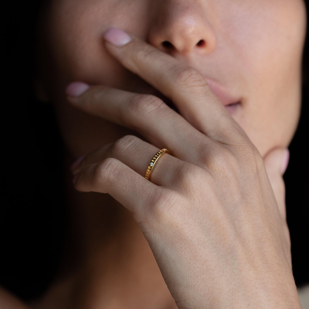 Phases of the Moon Ring by Caitlyn Minimalist • Celestial Diamond Ring • Dainty Stackable Boho Ring • Unique Jewelry Gift for Her • RR068