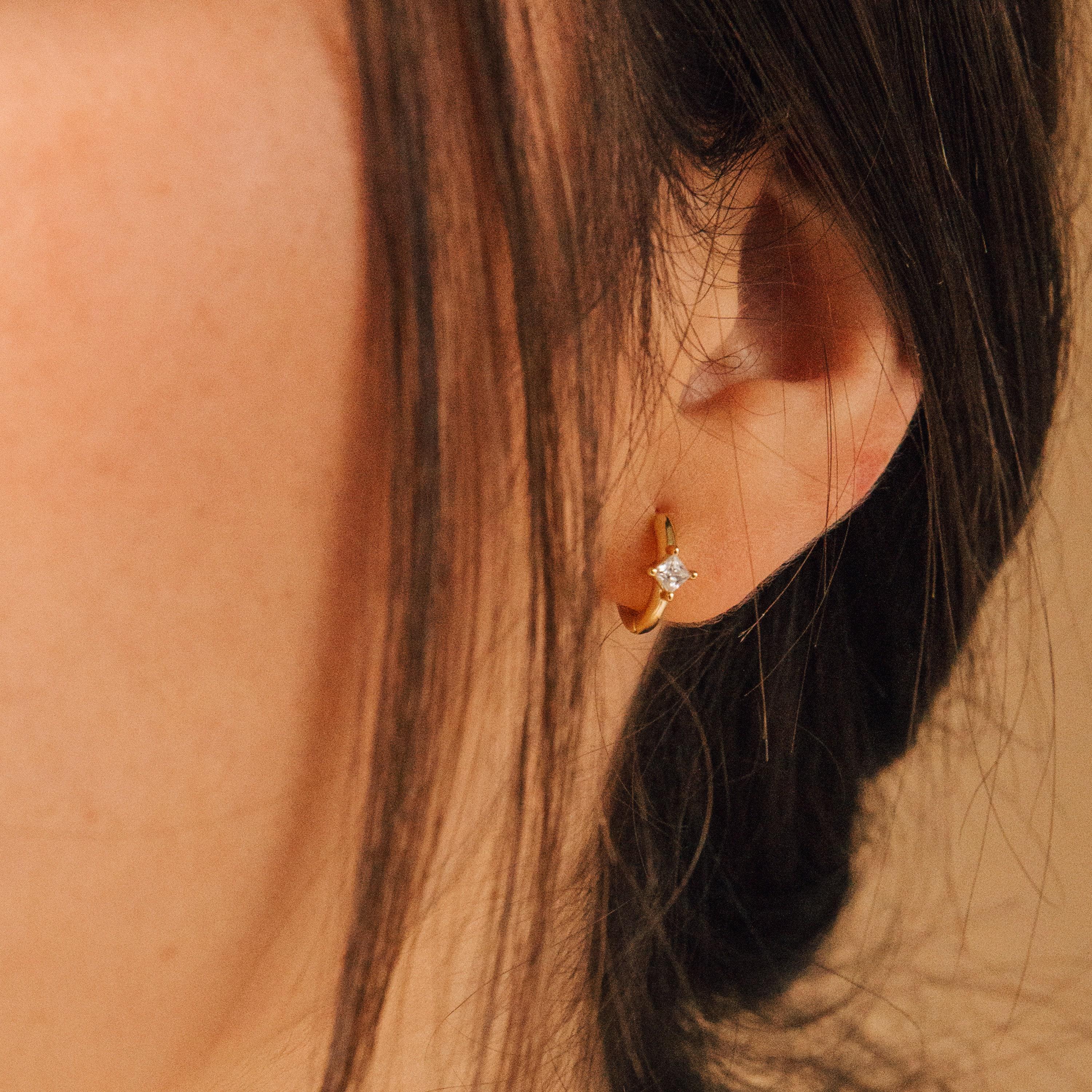 Diamond Huggie Hoop Earrings
