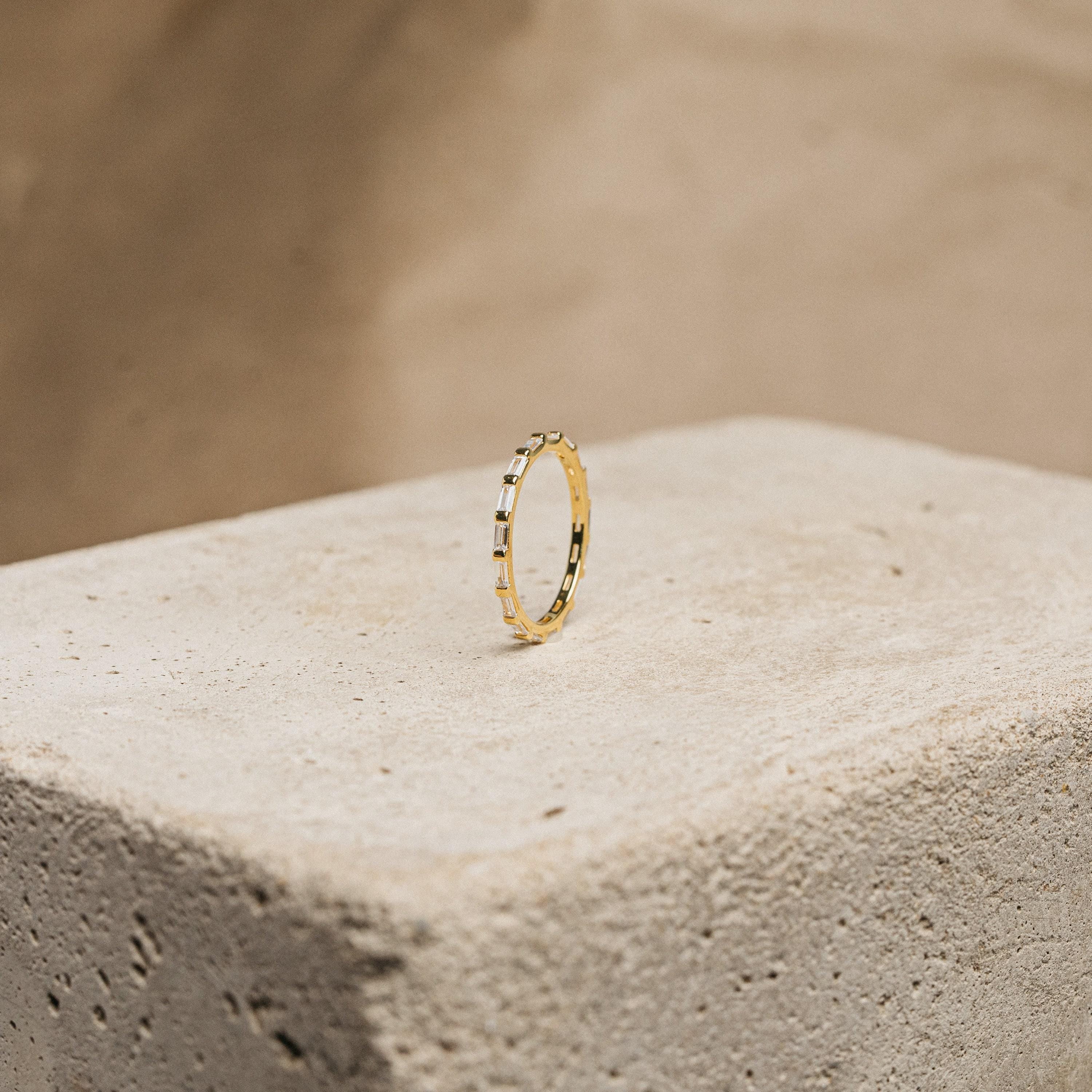 Baguette Eternity Ring by Caitlyn Minimalist • Diamond Eternity Ring • Minimalist Engagement Ring in Gold • Bridesmaid Gifts  • RR011