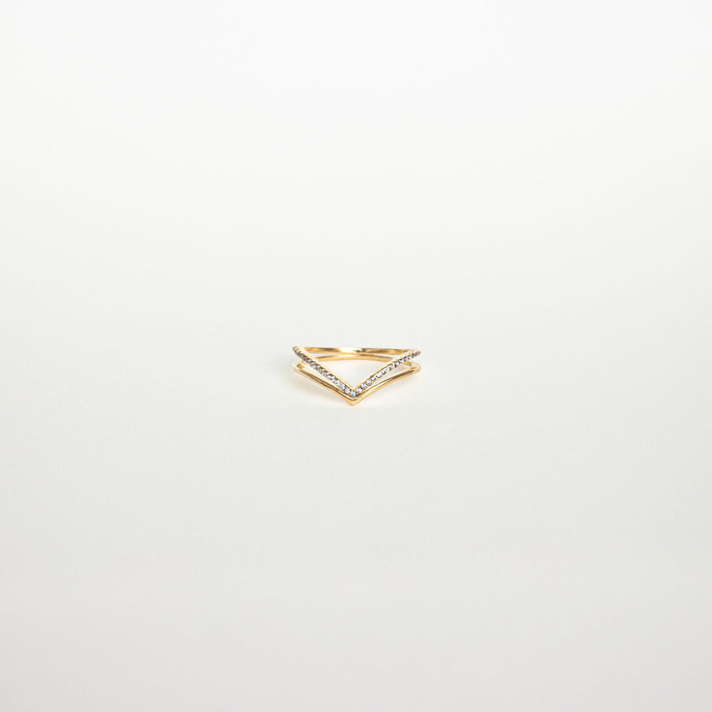 Curved Diamond Chevron Stacking Rings