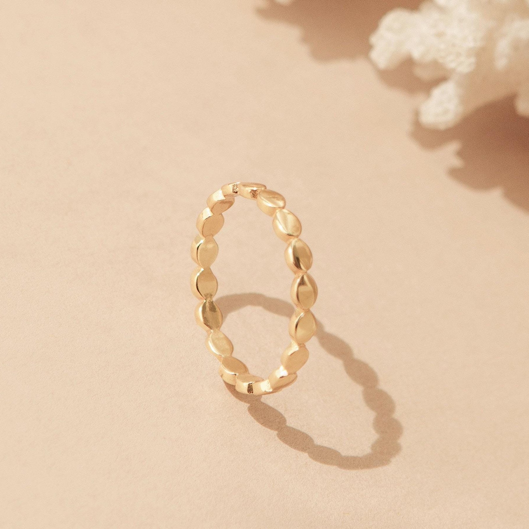 Beaded Gold Stacking Ring
