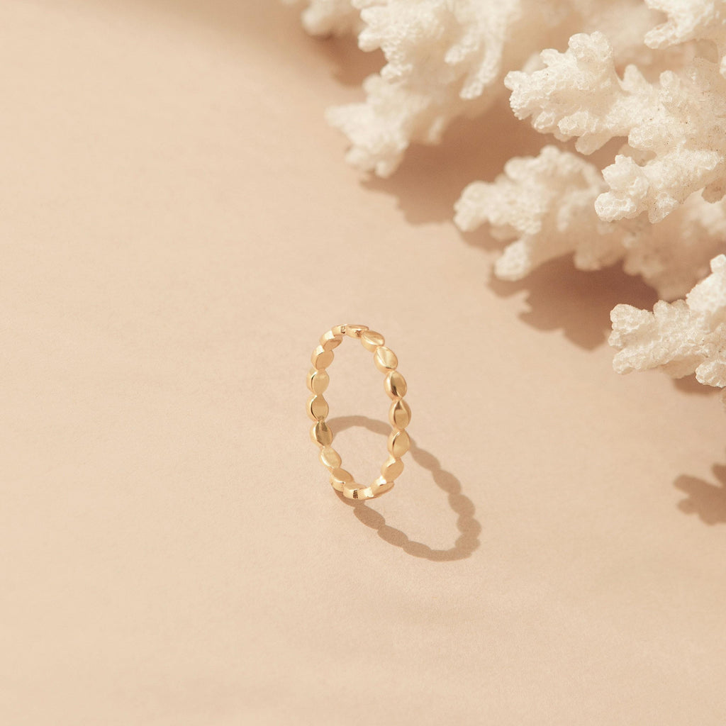 Beaded Gold Stacking Ring