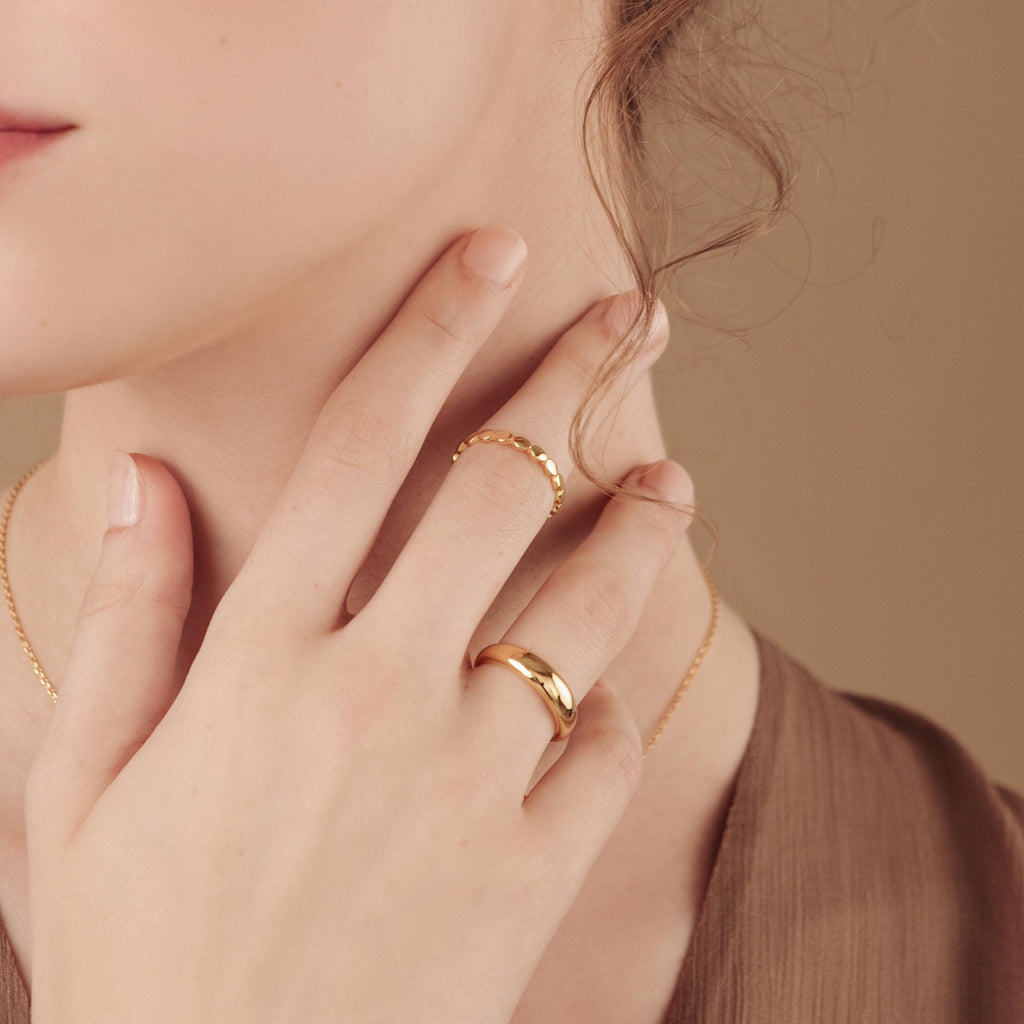 Beaded Gold Stacking Ring