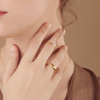 Beaded Gold Stacking Ring