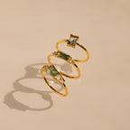 Agate Emerald Ring by Caitlyn Minimalist • Green Crystal Gemstone Ring • Vintage Art Deco Jewelry • Promise Ring • Anniversary Gift • RR086