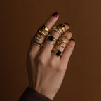 Curved Diamond Chevron Stacking Rings
