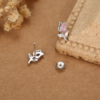 Sterling Silver Tulip Flower CZ Stud Earrings, Silver, Gold or Rose Gold, Pink Tulip Earrings, Floral Earrings, Blossom Earrings, Nature