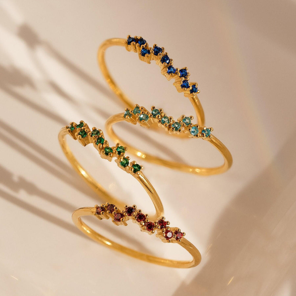Tiny Birthstone Cluster Ring by Caitlyn Minimalist • Best Friend Gift for Her • Custom Gemstone Ring Dainty • Minimalist Jewelry • RM112
