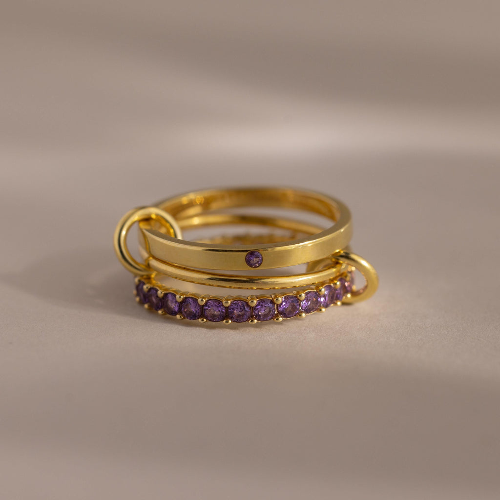 Triple Birthstone Stacking Rings