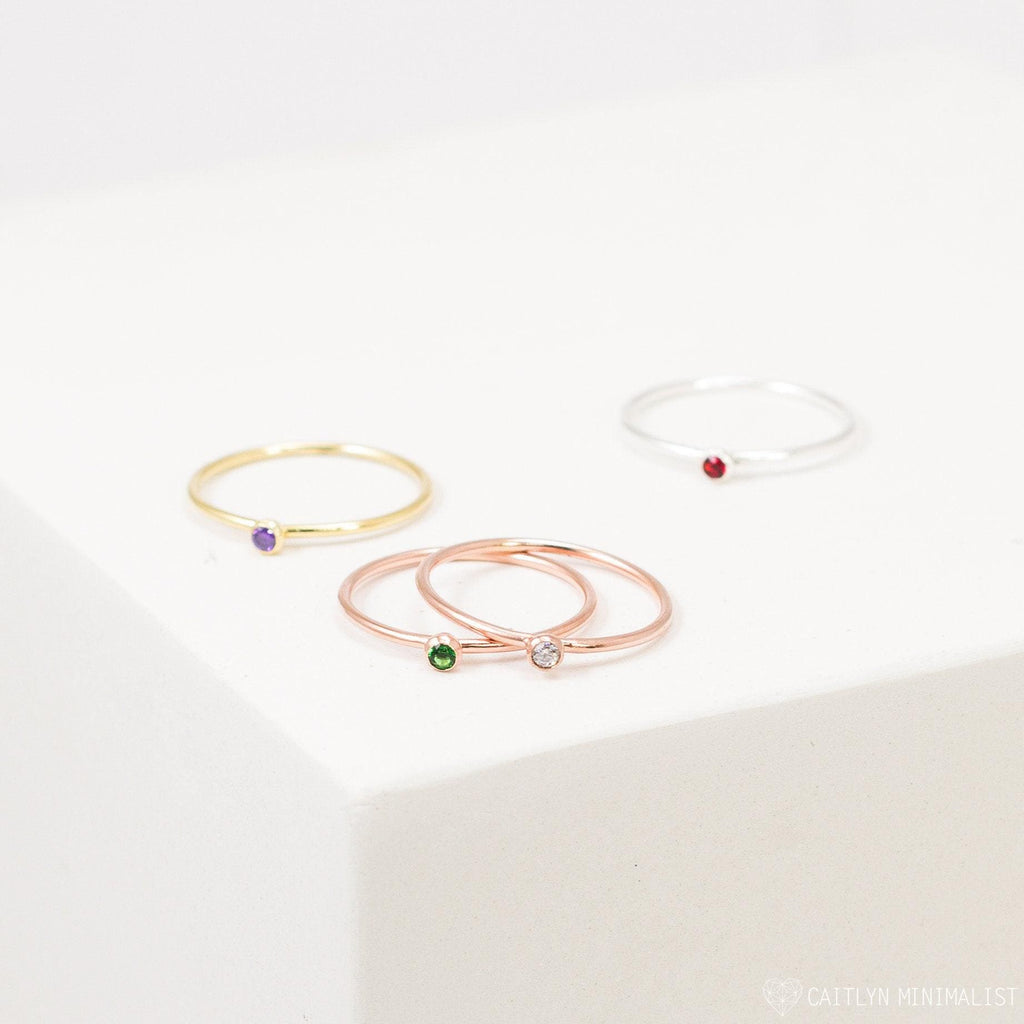 Minimalist Birthstone Ring • Gemstone Ring in Sterling Silver • Dainty Birthstone Ring • Stacking Ring • Gifts for Mom • RM45